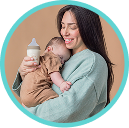 Parent relaxing with baby